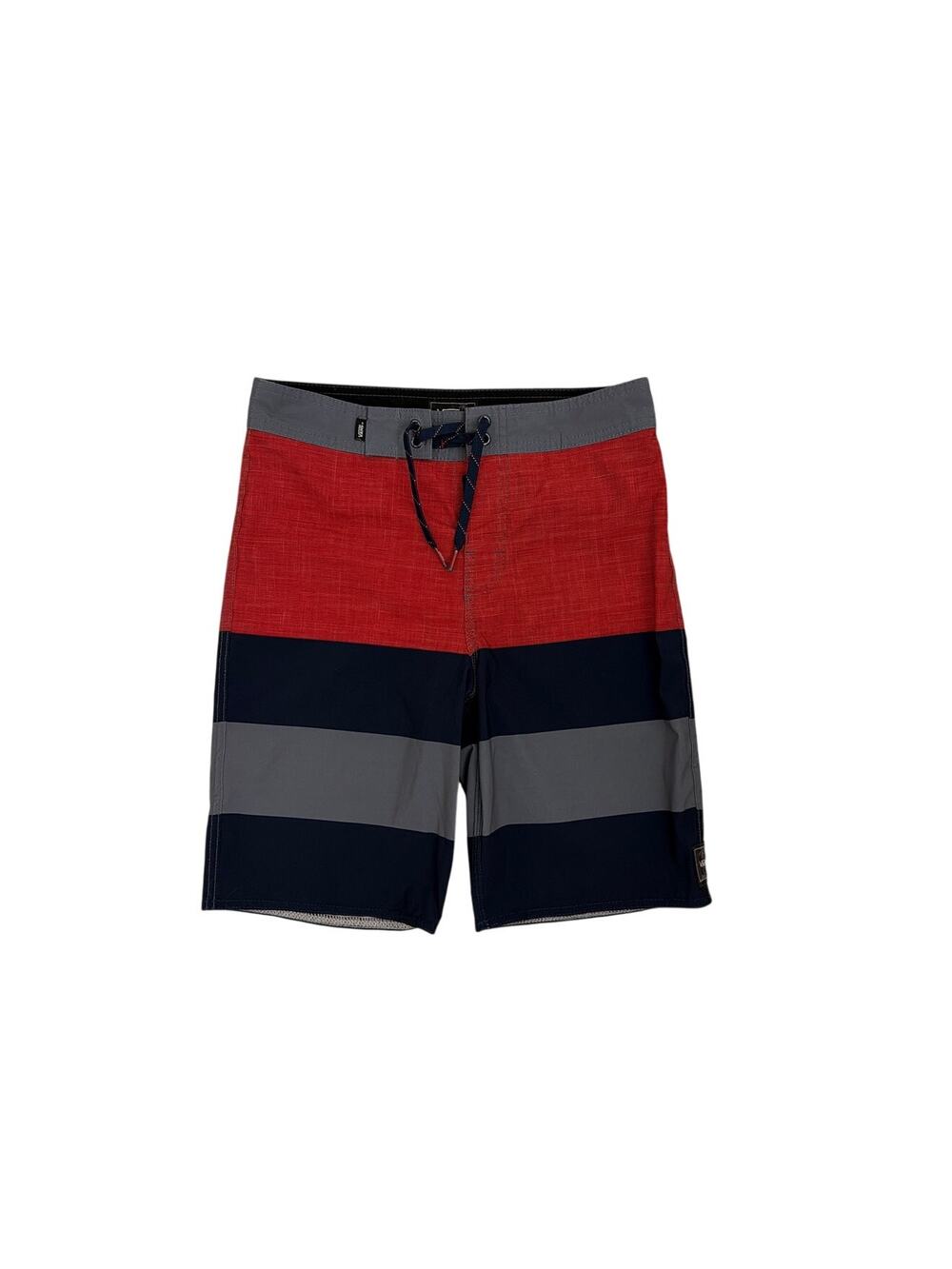 VANS Boardshorts Red Blue Gray Drawstring Bathing Suit Swim Shorts Youth 14